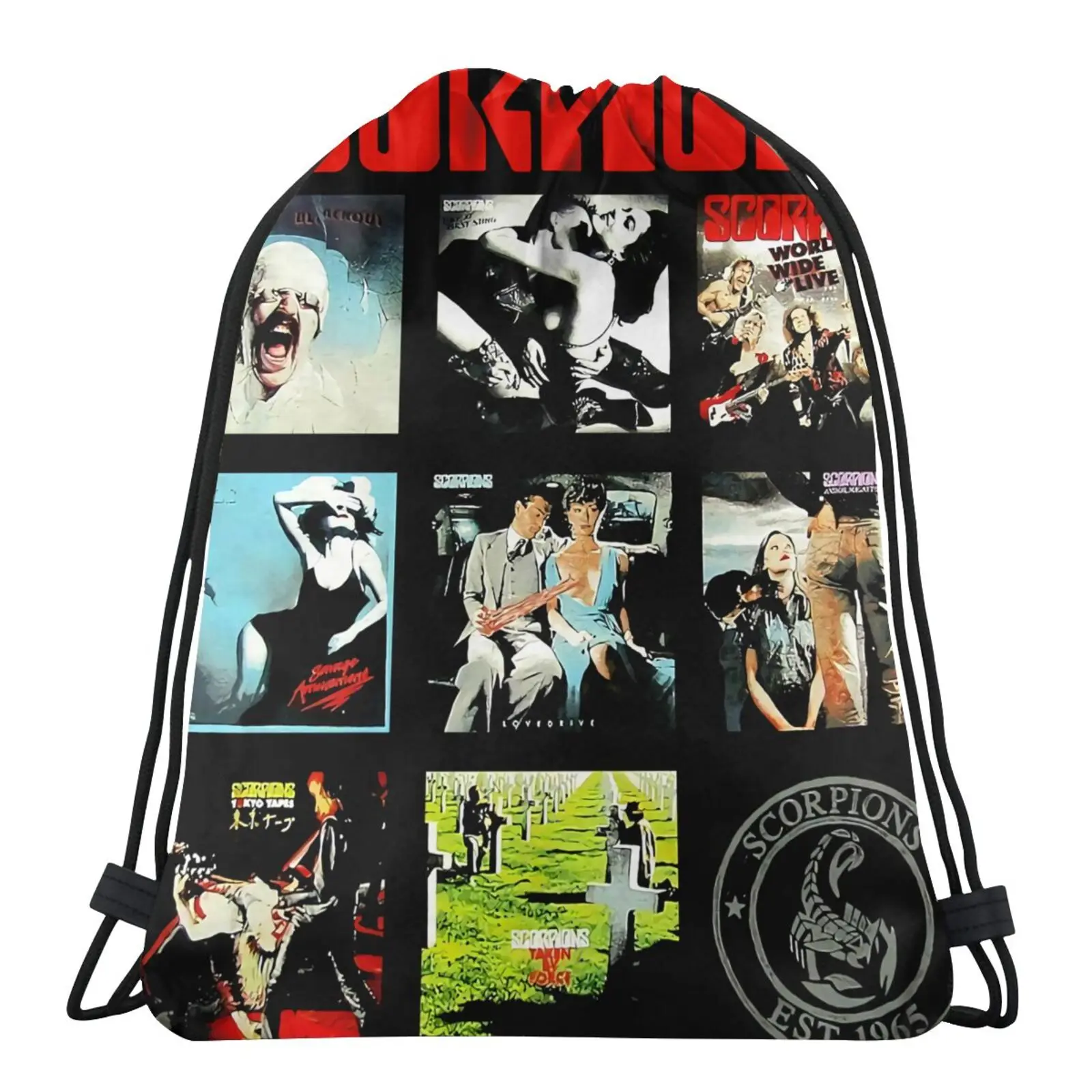 

Scorpions Band Album Covers Men's Backpack Bags Cloth Bags String Backpack Gothic Shoes Children's Sport Bag Tote Bag Dust Bag
