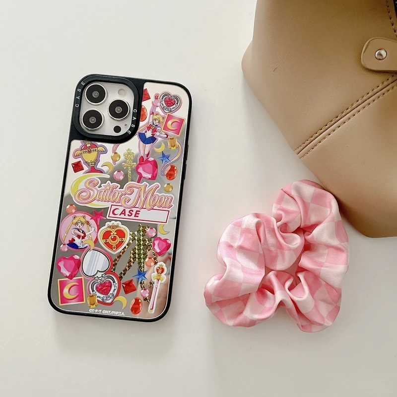Buy Kawaii Cute Japanese Anime Lable Girl Mirror Phone Case For iPhone 11 12 13 Pro Xs Max Xr X 7 8 Puls SE 2 Hard PC Back Cover