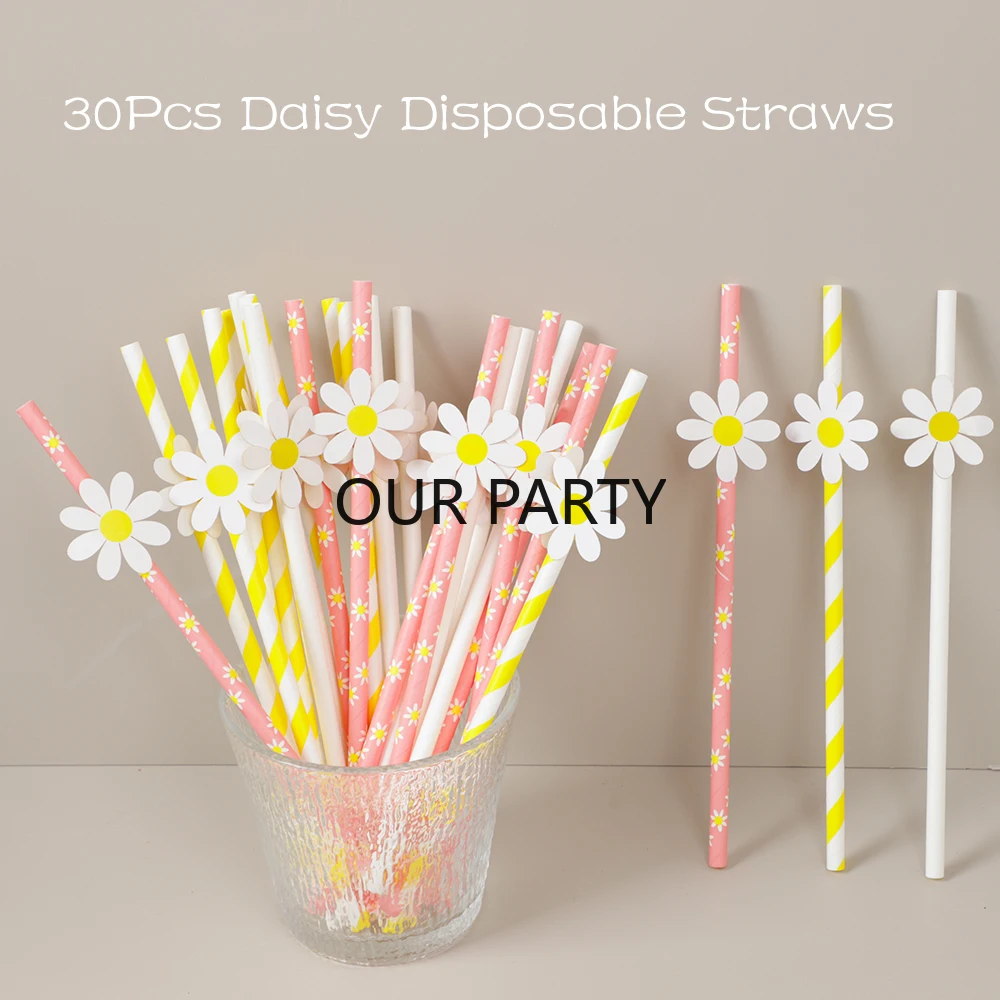 30 шт. одноразовые бумажные соломинки в виде цветов
