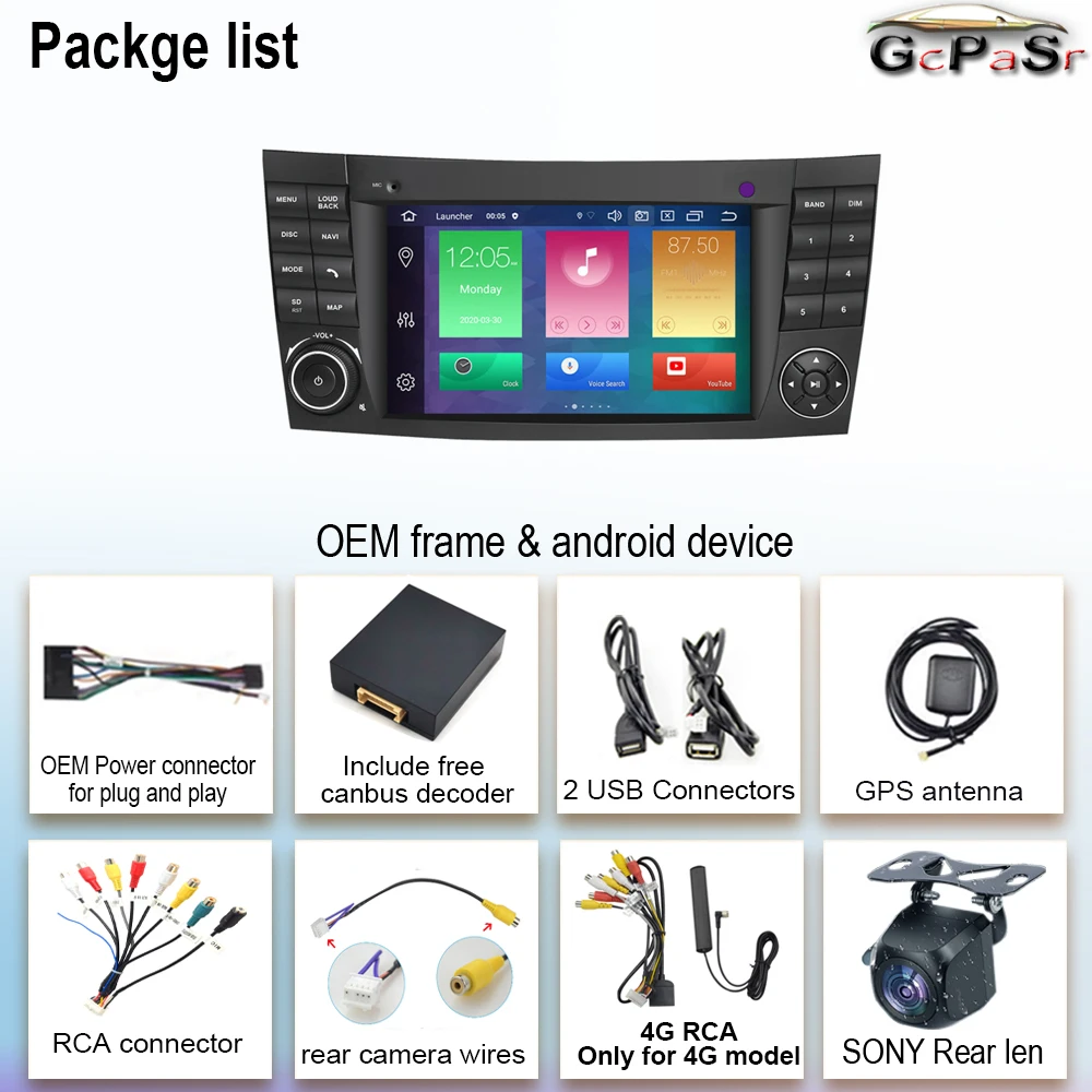 Автомагнитола для Mercedes Benz E-class W211 E200 E220 E300 E350 E240 E280 CLS 2DIN Android Мультимедиа GPS Carplay Widi