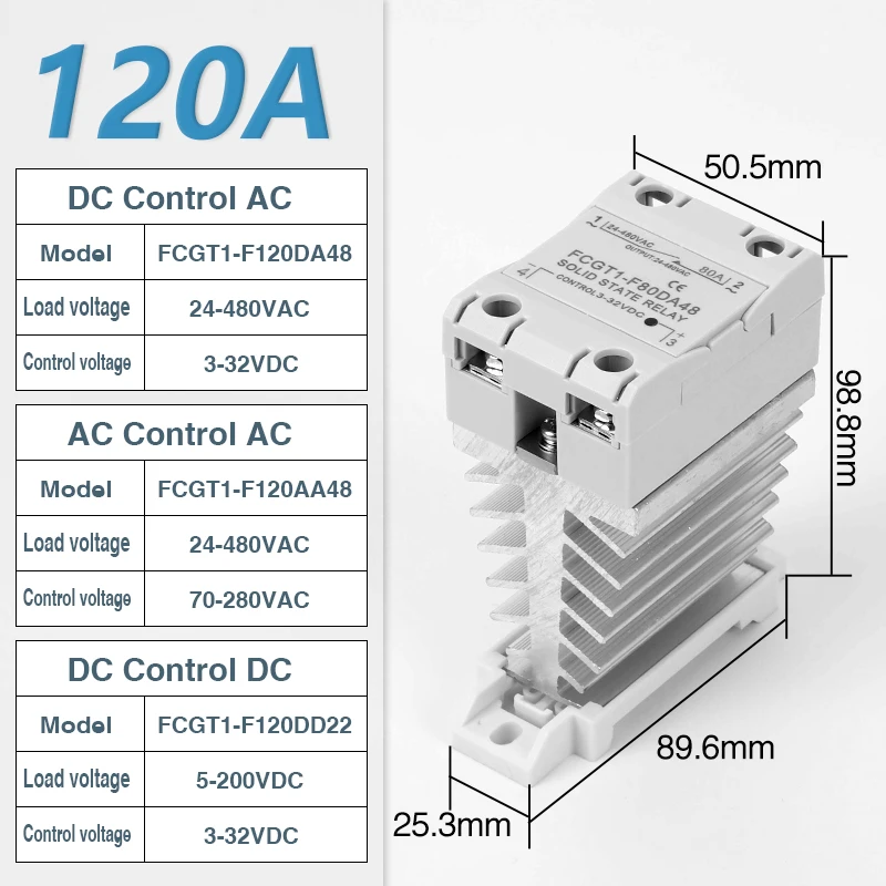 

10A 25A 40A 60A 80A 100A Single Phase Slim SSR Solid State Relay With Heat Sink Industrial Relay DIN Rail Mount