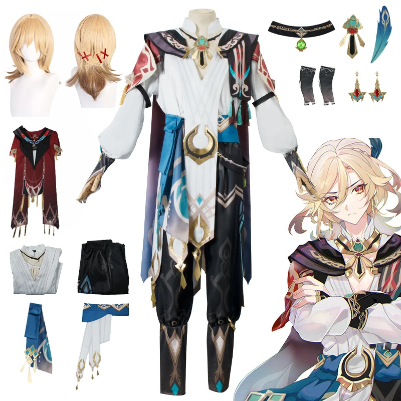 

Игра Genshin Impact Kaveh косплей костюм парик плащ униформа наряд серьги шпилька Sumeru Хэллоуин фотосессия полный комплект