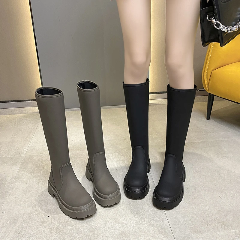 

Shoes Boots Women New 2022 Round Toe Sexy Thigh High Heels High Sexy Ladies Low Autumn Mid Calf Rubber Summer Lolita