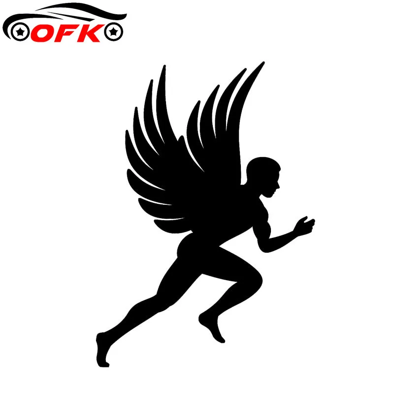 

Наклейка Silhoutte, крутой дизайн, наклейка для фитнеса, ангела, бега, покрывающая корпус автомобиля, черная/серебристая, 8,6*12 см