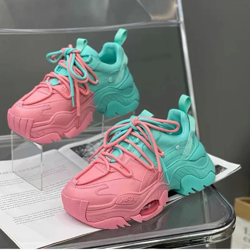 

Daddy Casual Shoes Sneakers Women 2022 Spring Autumn Sports Versatile Contrasting Colors Sponge Cake Platform Shoes Women E240