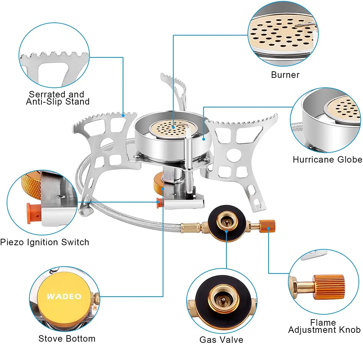 Газовая плита для кемпинга портативная туристическая с пьезозажиганием 3900 Вт
