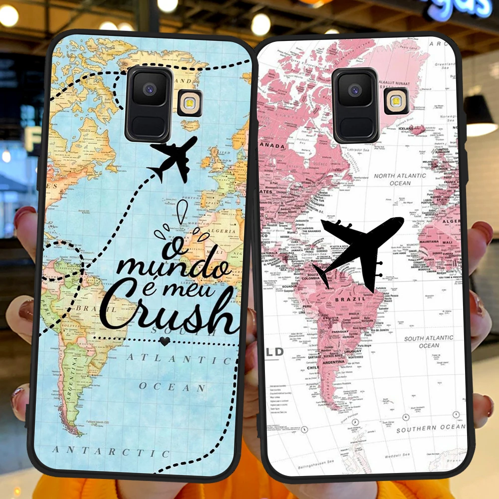 

Luxury travel airplane map Coque Silicone Funda For Samsung Galaxy A7 A8 A10 A30 A40 A50 A22 A32 A72 A82 J7 J8 Plus Phone Case