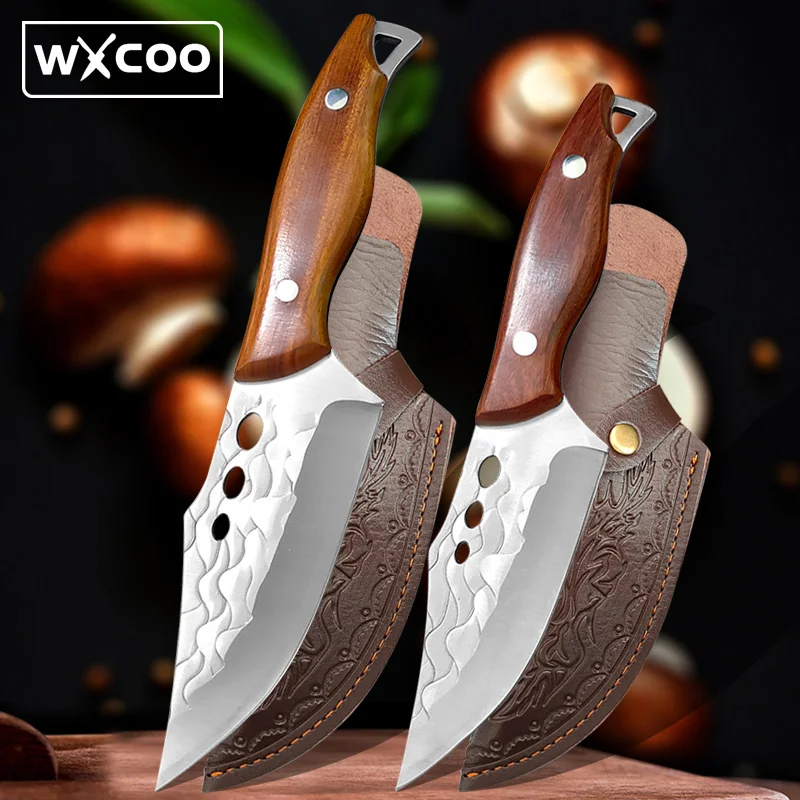 

Handmade Forged Knife Kitchen Boning Knife Stainless Steel Full-Tang Butcher Meat Cleaver Slicing Fruit Sharp Cutting BBQ Tool