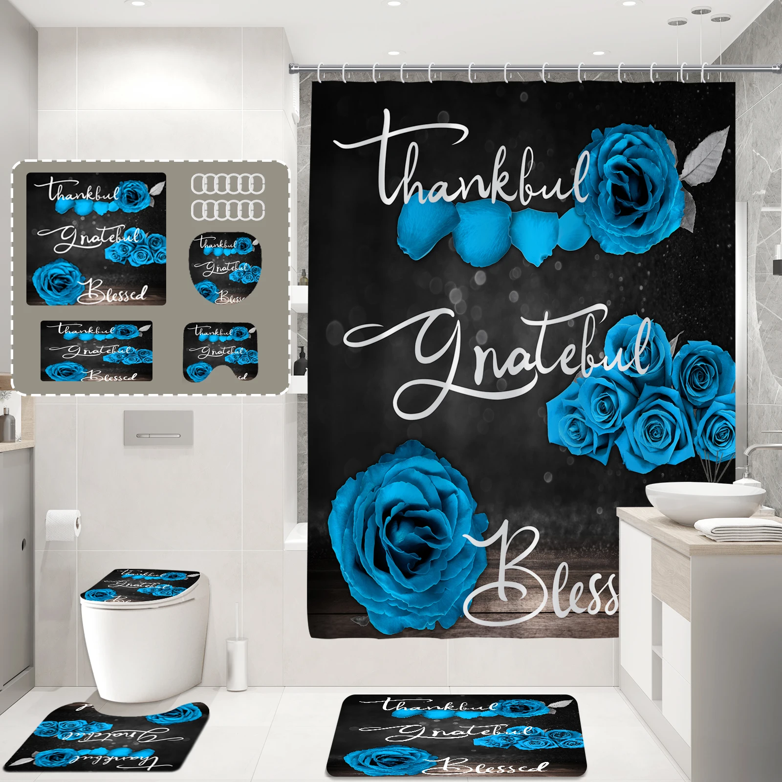 Современная минималистичная занавеска для душа с принтом роз водонепроницаемый