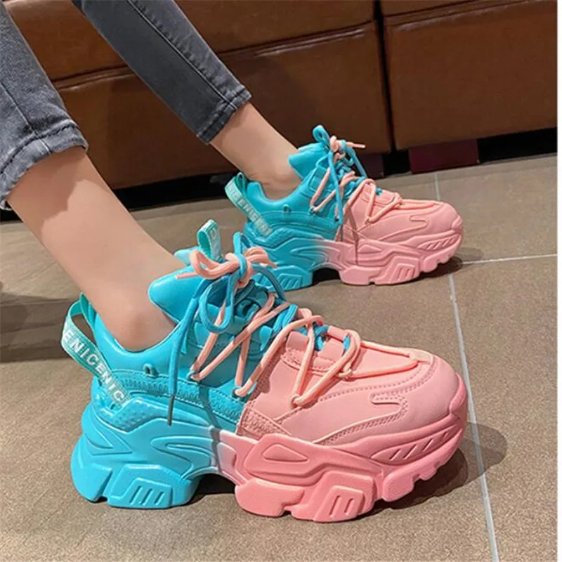 

Chunky Sneakers Women 2022 Fashion Platform Shoes Basket Femme Vulcanize Shoes Womens Casual Krassovki Female Trainers Dad Shoes