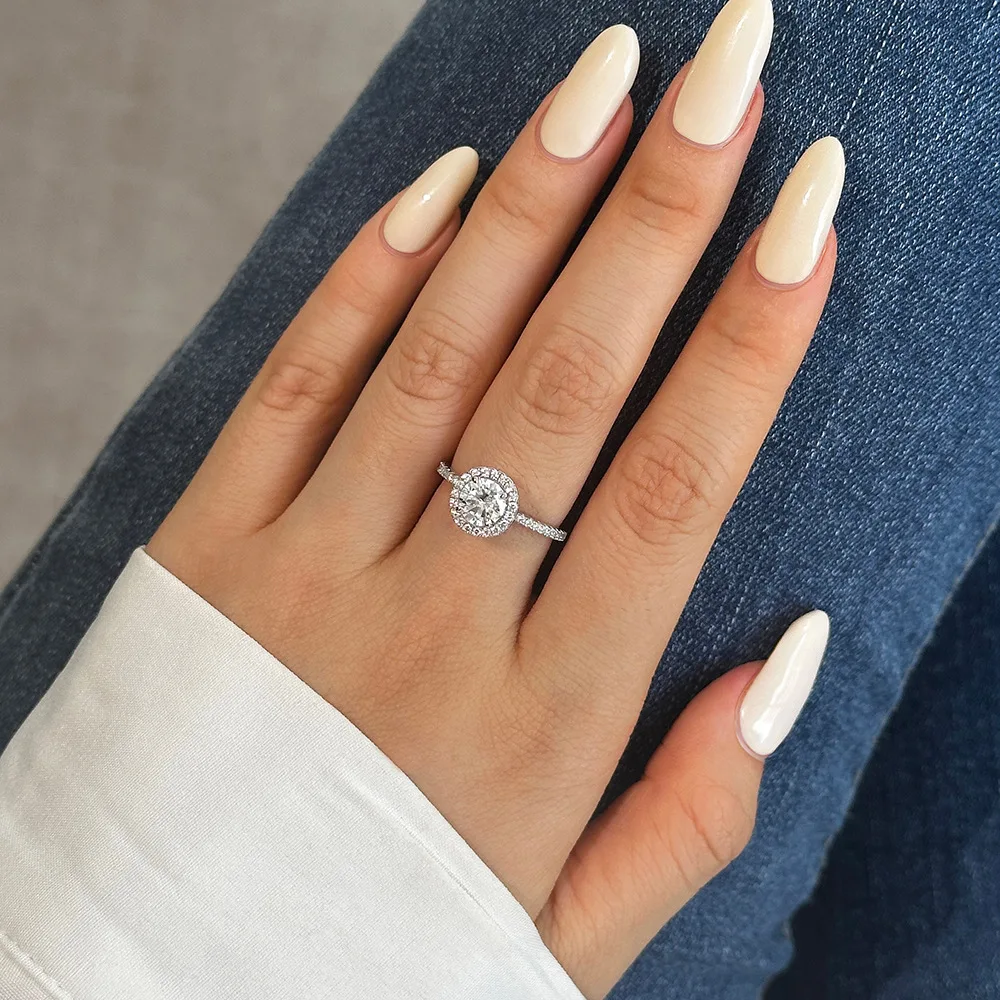 Фото Кольцо с бриллиантом Solitaire Lab, 100% настоящее серебро 925 пробы, вечерние обручальные кольца для женщин и мужчин, обручальные украшения №4