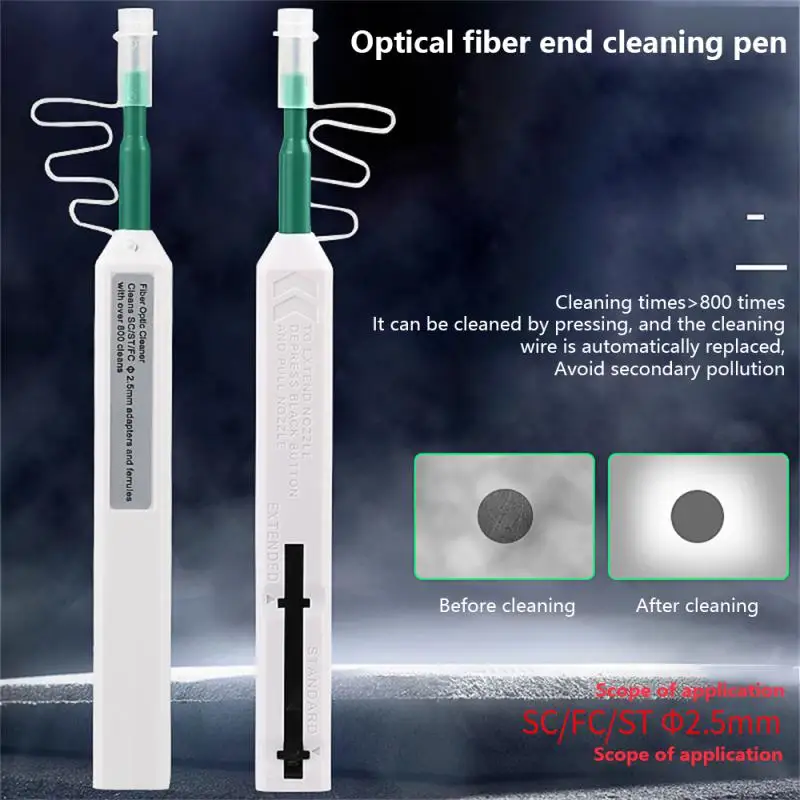 

New LC Fiber End Cleaning Pen One Click Anti-static Resin Fiber Optic Cleaner Universal 180° Rotatable Dust-free Cleaning Wire