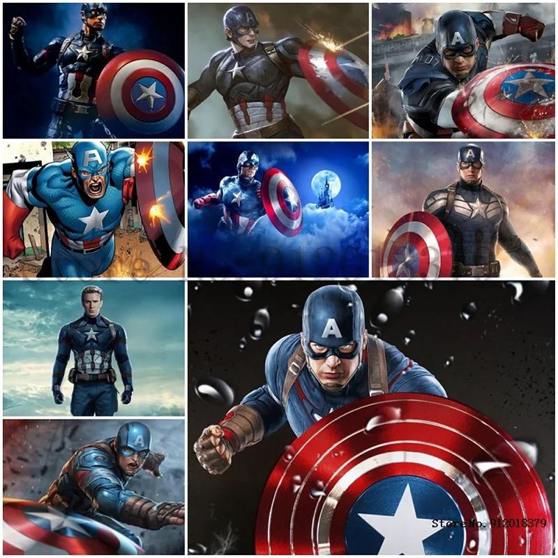 

Captain America Diamond Painting Marvel Classic Characters Hero Full Drill Embroidery Mosaic Rhinestones Cross Stitch Kit Decor