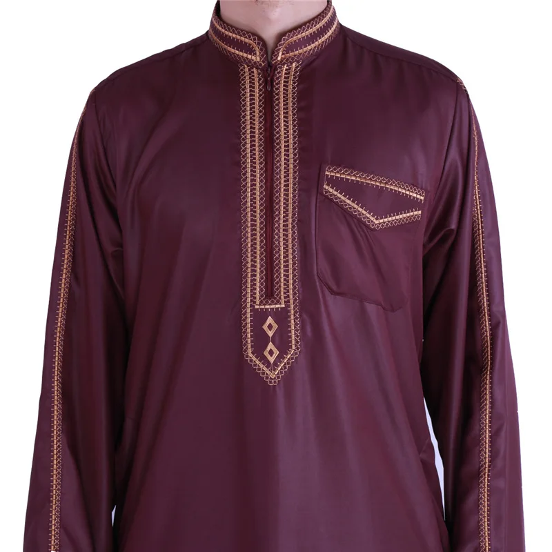 New Products Men'S Muslim Clothing Islamic Arabic Embroidery Nigerian Style Casual Robes Ethnic Камис Мужской Ислам Ym002