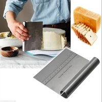 stainless steel noodle knife cake scraper with scale pastry cutters baking cake cooking dough pizza scraper baking accessories