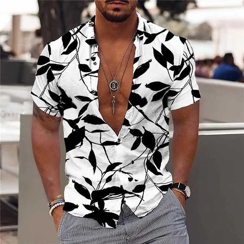 Tropical Hawaiian men's shirt, beach holiday 3D short-sleeved shirt, summer oversized shirt, 5XL floral shirt, 2023