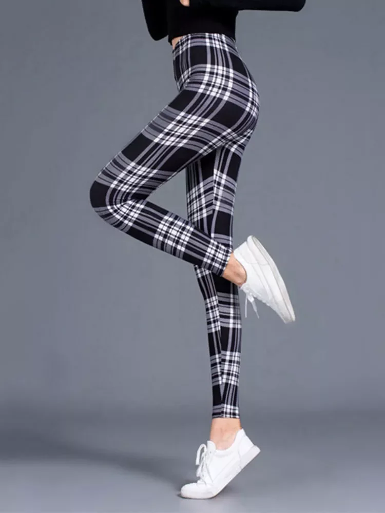 roupas femininas pants  gymPlaid Leggings Women Sexy Pants Push Up Leggings Fashion Fitness Leggins Gym Sporting High Waist Trou