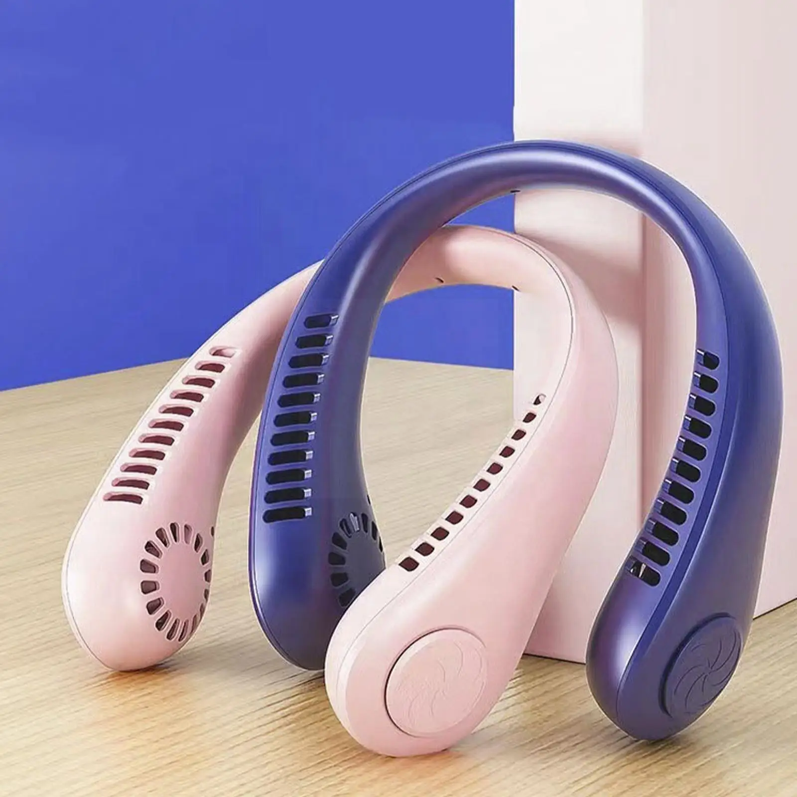 

Portable Hanging Neck Fan USB Rechargeable Bladeless Mute Fans Air Conditioning Cooler For Sports Fan Electric Neckband Fan L3H3