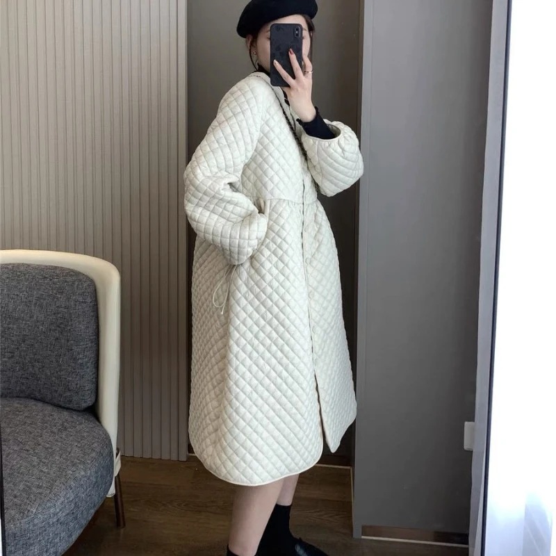 

Autumn Women Solid Jackets Quilted Puffer Parkas Female High-Quality Warm Single Button Oversize Coat Outerwear Jackets G137