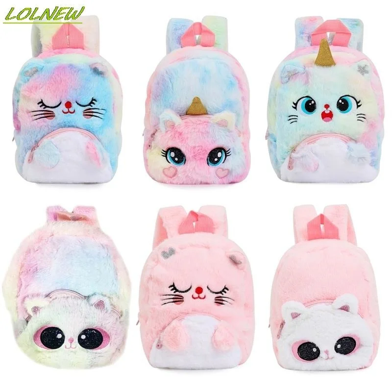 

Girl Cute Cartoon Backpack Plush Cat Backpacks Cute Fur Backpacks Children Schoolbag Kids Gift Book Bag