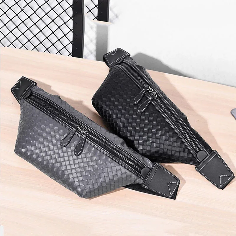 

Pack Men's New Money Shoulder Fanny Chest Multi-pocket Belt Casual Belt Bags Leather Bag Designer Luxury Waist Phone Men Bag