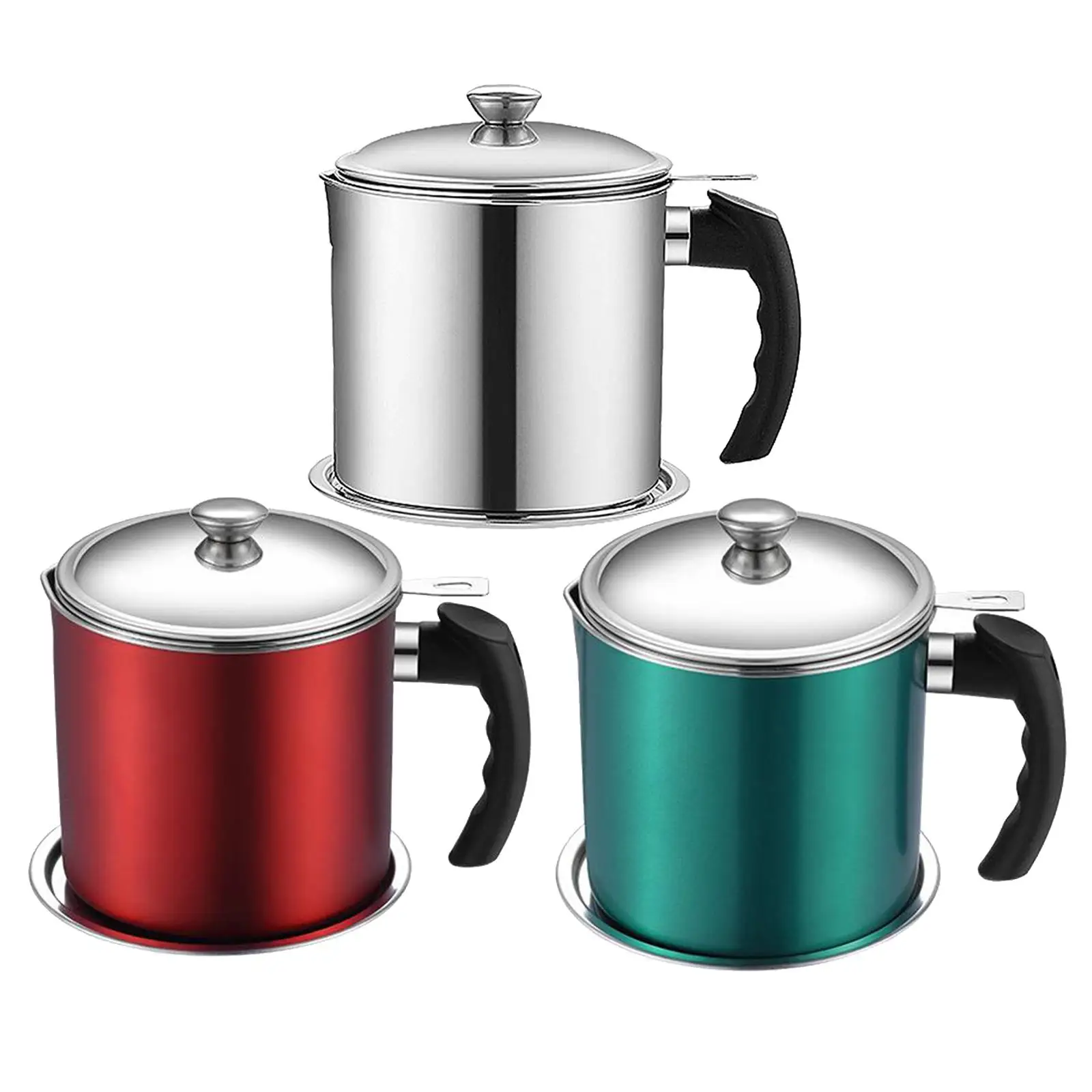 

Bacon Grease Container with Fine Mesh Strainer Oil Pot w/ Strainer Cooking Oil Filter with Anti-scalding Handle Stainless Steel