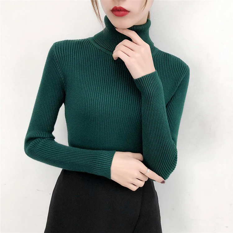 

2022 Autumn Winter Fashion Female Long Sleeve Skinny Elastic Casual Turtleneck Sweater Women Knitted Shirts Women's Sweaters