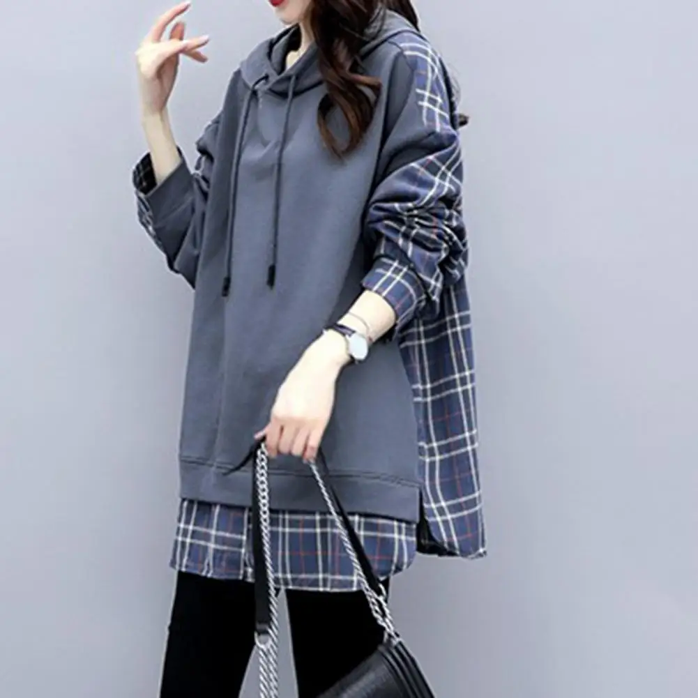 

Lady Autumn Hoodie Fake Two-piece Women Hoodie Oversized Lady Autumn Hoodie