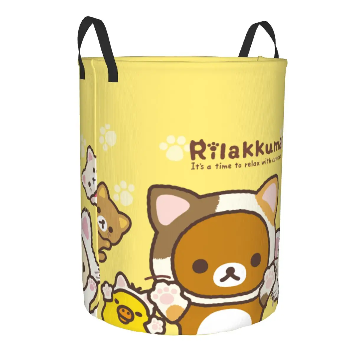 Customized Kawaii Cartoon Bear Rilakkuma Laundry Basket Foldable Clothes Toy Hamper Storage Bin for Kids Nursery