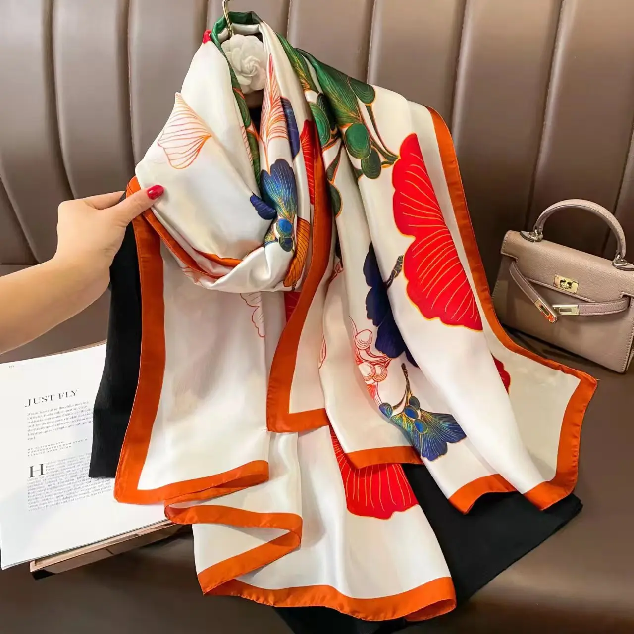 2023 180*90 см Элитный бренд женский шарф модный принт шелковые шарфы летние шали