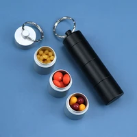 1pcs portable aluminum survival waterproof pill box container medicine storage case with key ring outdoor travel first aid tools