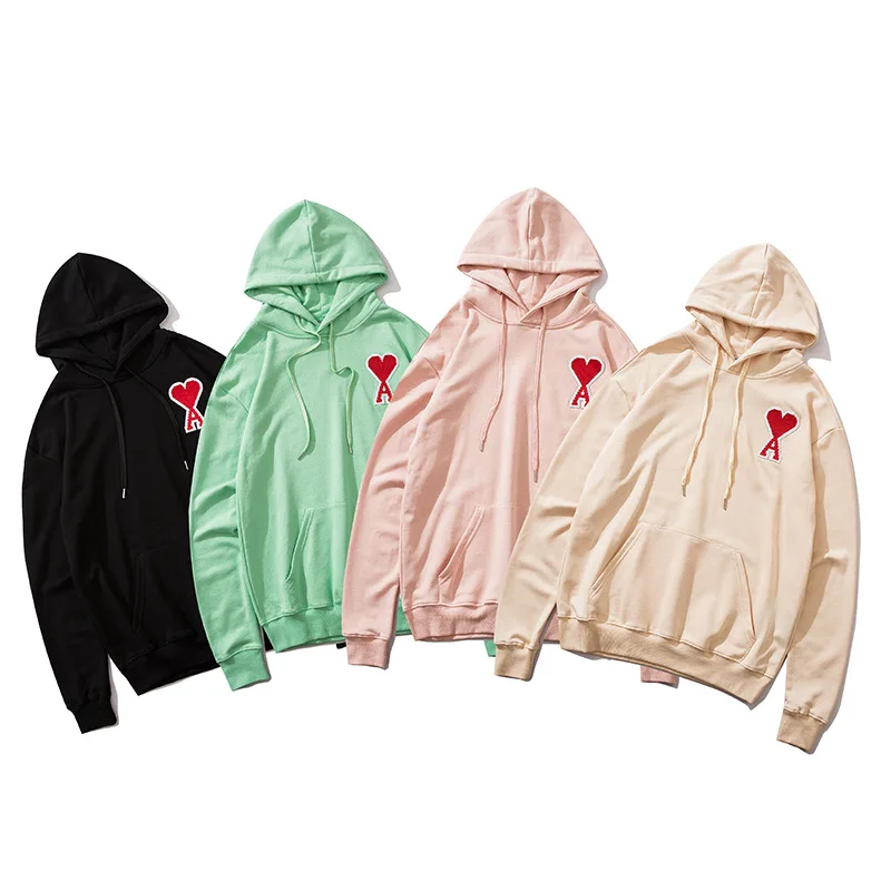 

2021 AMI Stylish High Quality Casual Hoodies Embroidered Cotton Hoodies For Men And Women Fall/Winter Hoodies