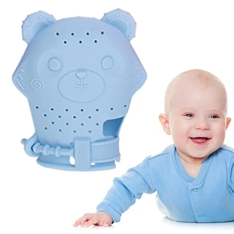 

Bear Silicone Teething Mitt Self Soothing Infant Teething Mittens Food Safe Silicone Anti Drop Protect From Chewing & Biting For