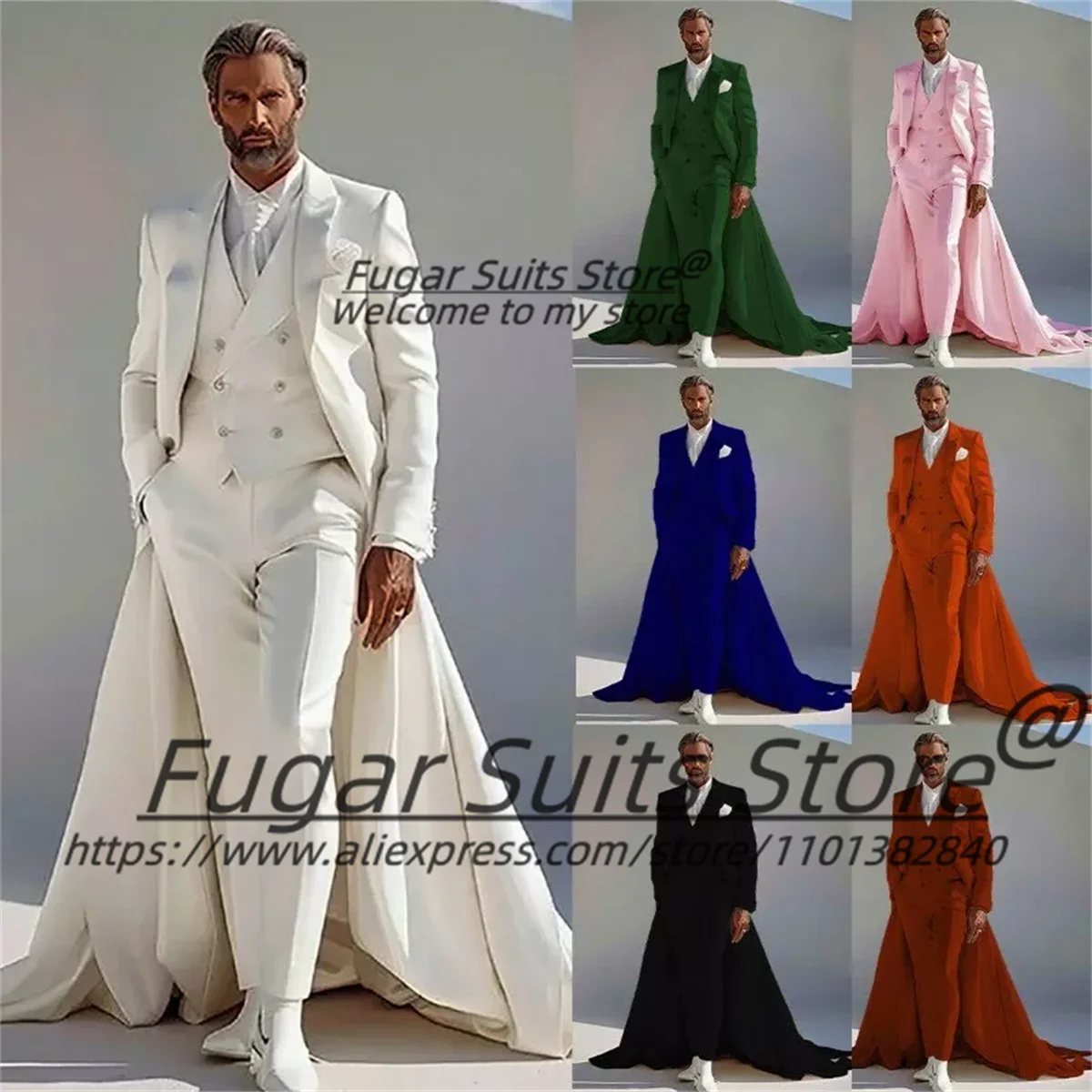 Элегантные белые роскошные мужские костюмы на заказ длинные формальные