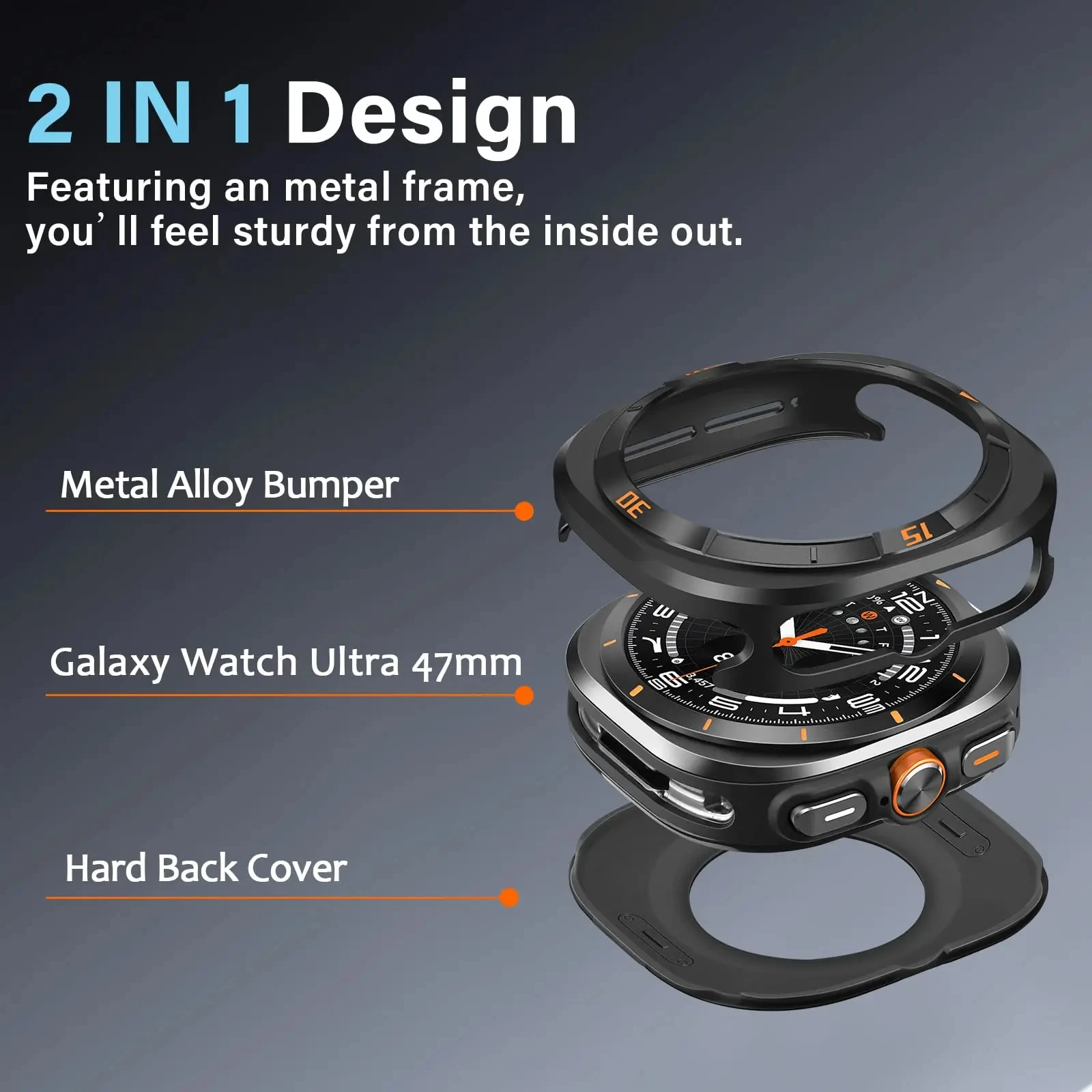 Фото Металлический чехол для Samsung Galaxy Watch Ultra 2025 47 мм, аксессуары, защитный чехол из сплава с жесткой рамкой для Samsung Galaxy Watch 7 Ultra №4