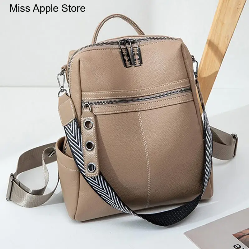 Ladies Travel Bag Backpack for Teenage Girls Leather Backpack Women Solid Color Fashion Wild Trend Casual Large Capacity