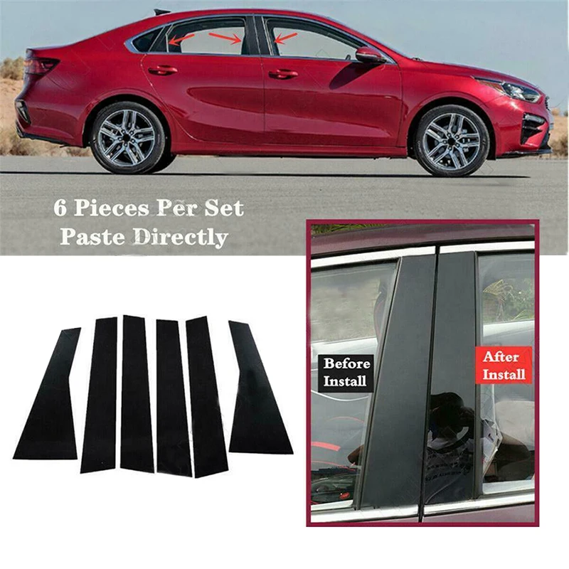 

6Pcs Door Window Pillar Post Trim Molding Cover for Kia Forte Sedan Hatcback Cerato K3 2019 2020 2021 2022 2023 Car Stickers