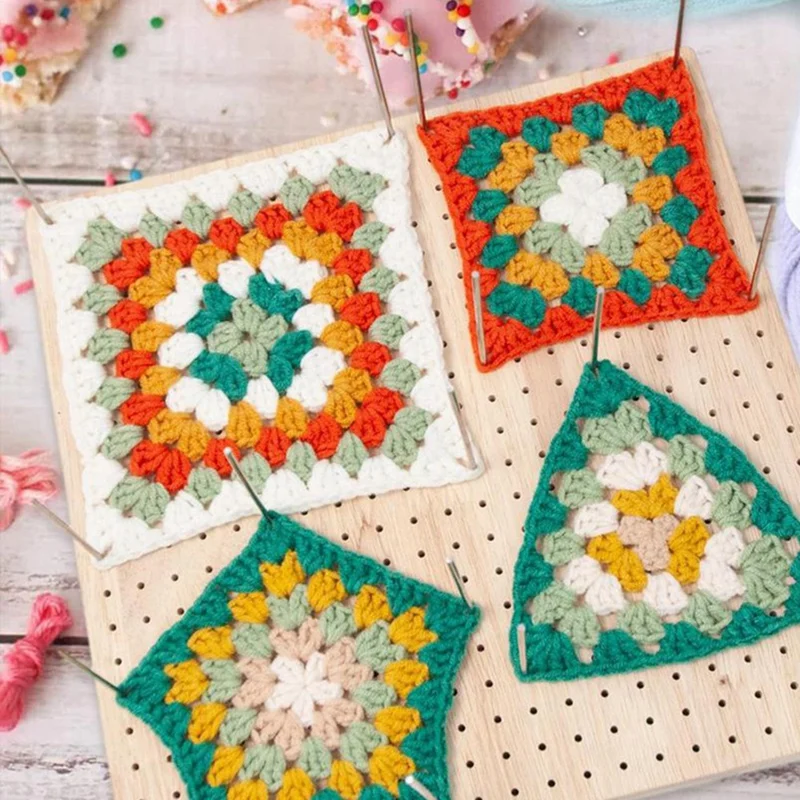 

Wooden Blocking Board Square Crochet Board Crafting Kit With Small Holes Blocking Mat Blocking Board For Knitting Crochet