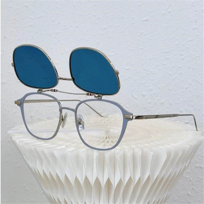 

Metal clamshell sunglasses for women Sky-blue luxury casual glasses Unisex sunshade for uv protection S818