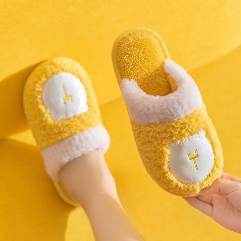 Cotton Slipper Lady 2022 New Lovely Bear Couple Indoor Home Warm Non-Slip Cartoon Soft Plush Students Comfortable Silence Shoes