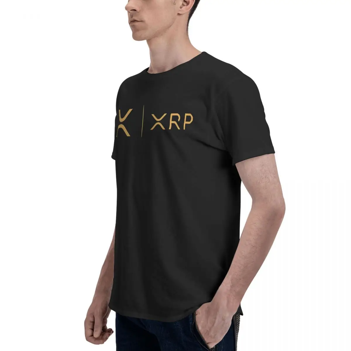 Криптовалюта Crypto Miner XRP RIPPLE НОВЫЙ ЗОЛОТО SIDE BY 100% Хлопок Повседневный дышащий