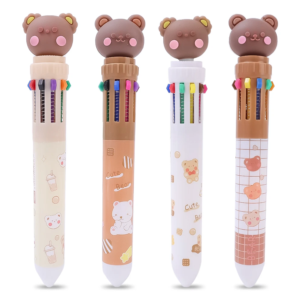 

Cartoon Bear Pens Ten-color Ballpoint Pens Multicolor Cute Pens Office Supplies Signature Pen Student Exam Stationery Supplies