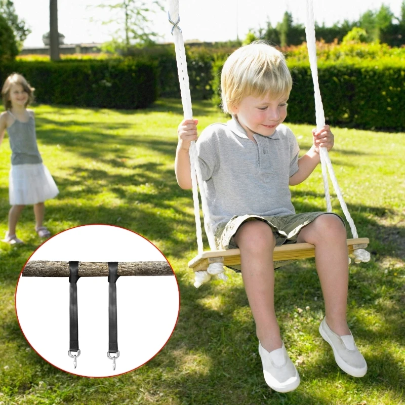 

Tree Swing Hanging Straps 5ft Heavy Safety Lock Carabiner Hooks Polyester Straps