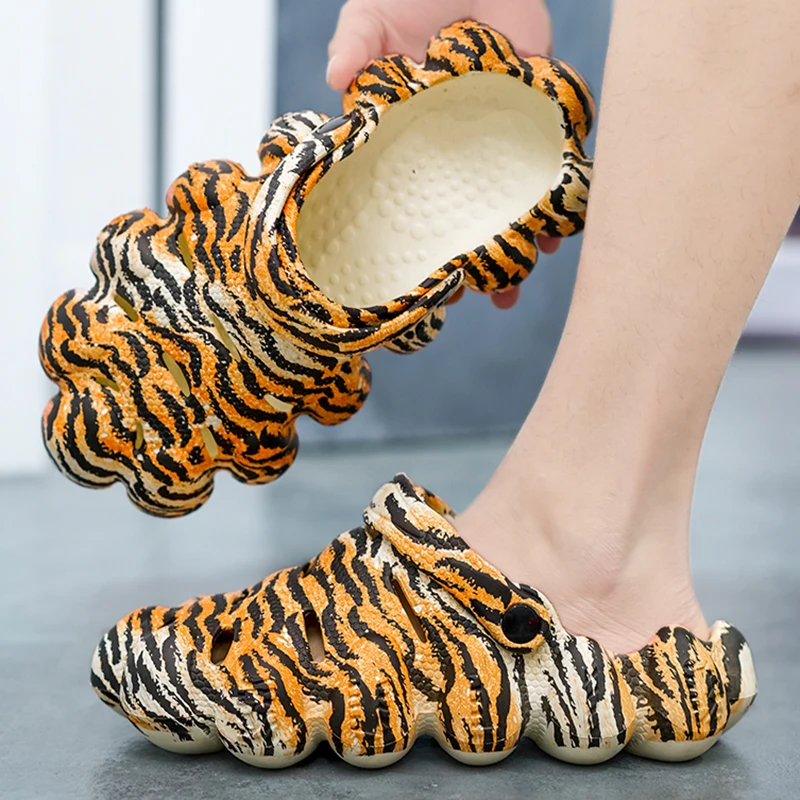 

Summer Men Slippers EVA Clogs Tiger Design Outdoor Garden Beach Sandals Indoor Slides Casual Shoes Flip Flops For Male 40-45