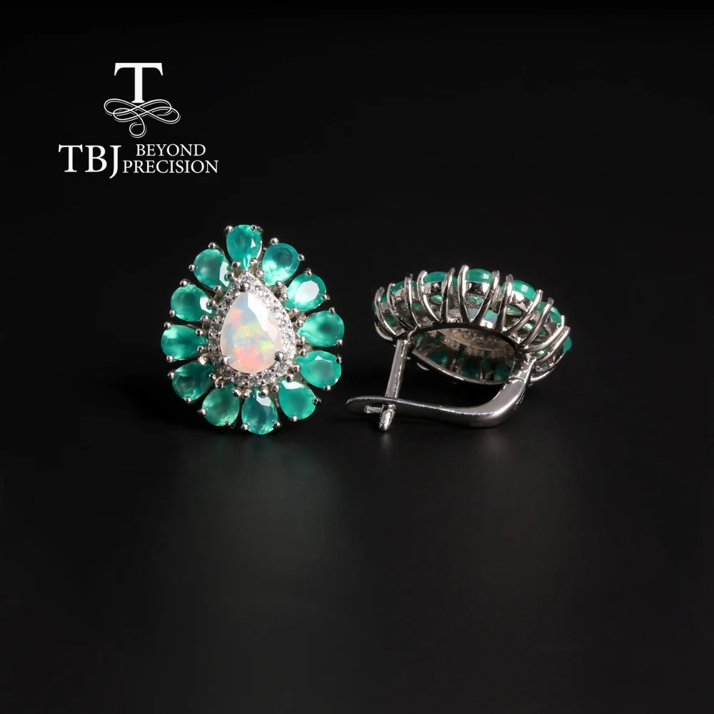 Роскошные серьги в форме груши с разноцветными драгоценными камнями из