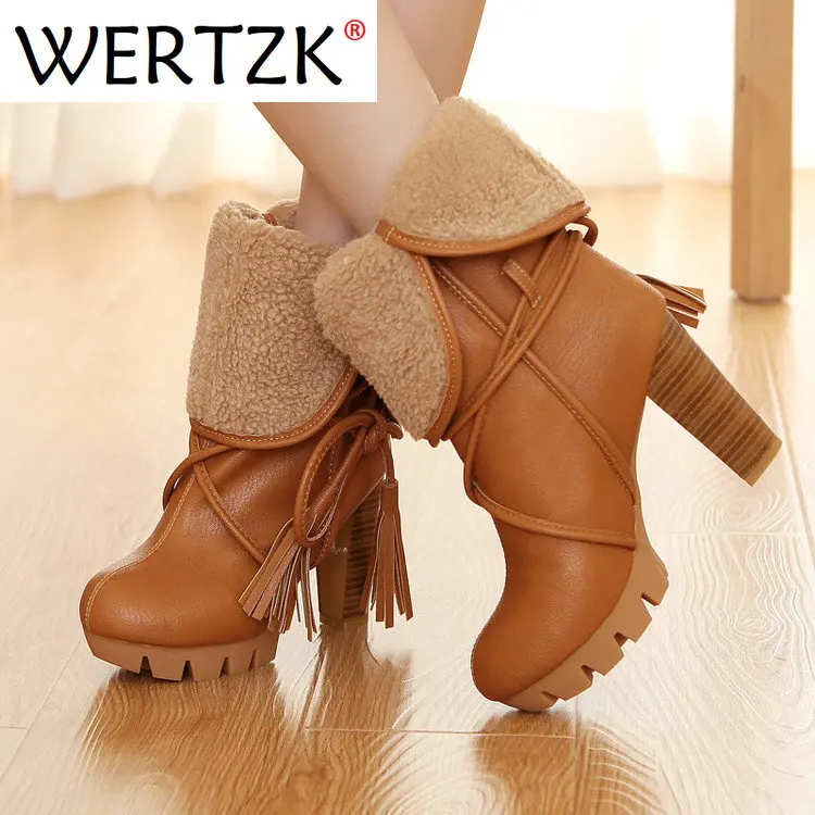 

2022 женские уличные весенние зимние ботинки на платформе с круглым носком на массивном каблуке женские ботинки без шнуровки с кисточками ск...