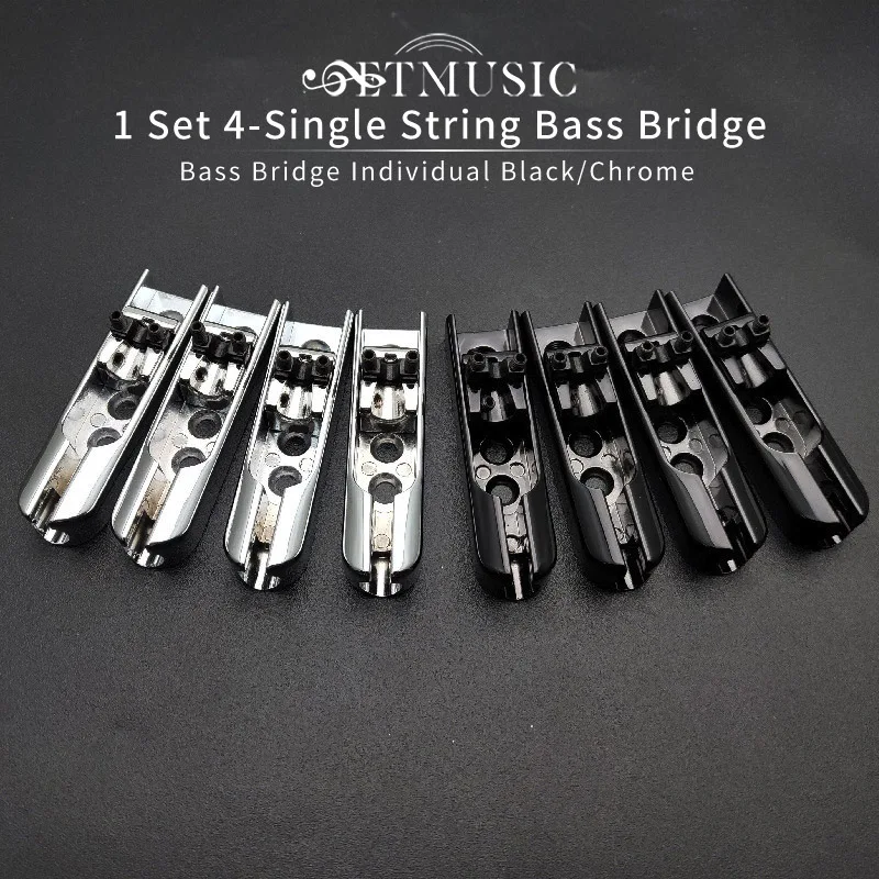 

1 Set 4PC Bass Bridge 4-Single String Bass Bridge Individual Black/Chrome