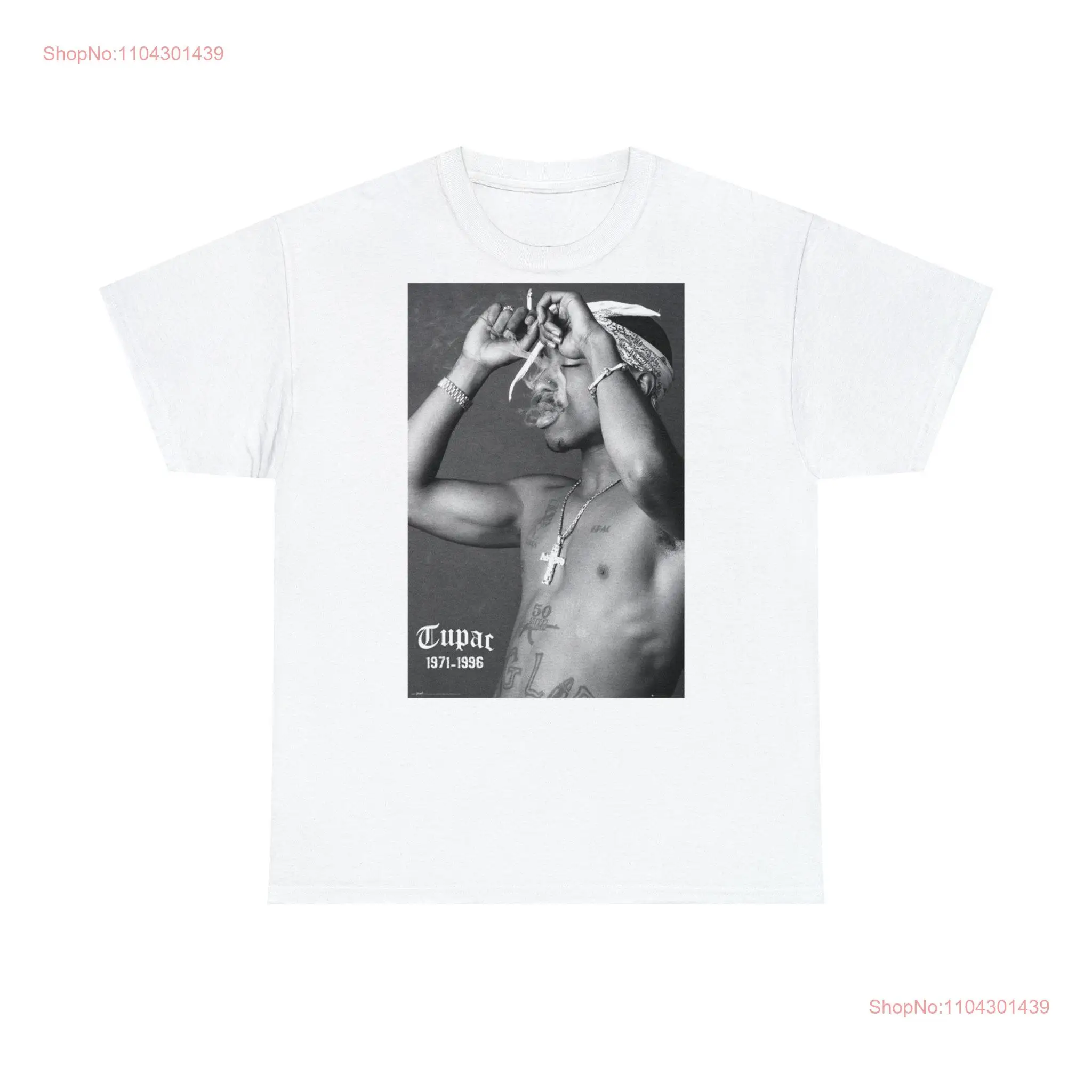 Футболка Tupac из плотного хлопка с длинными или короткими рукавами