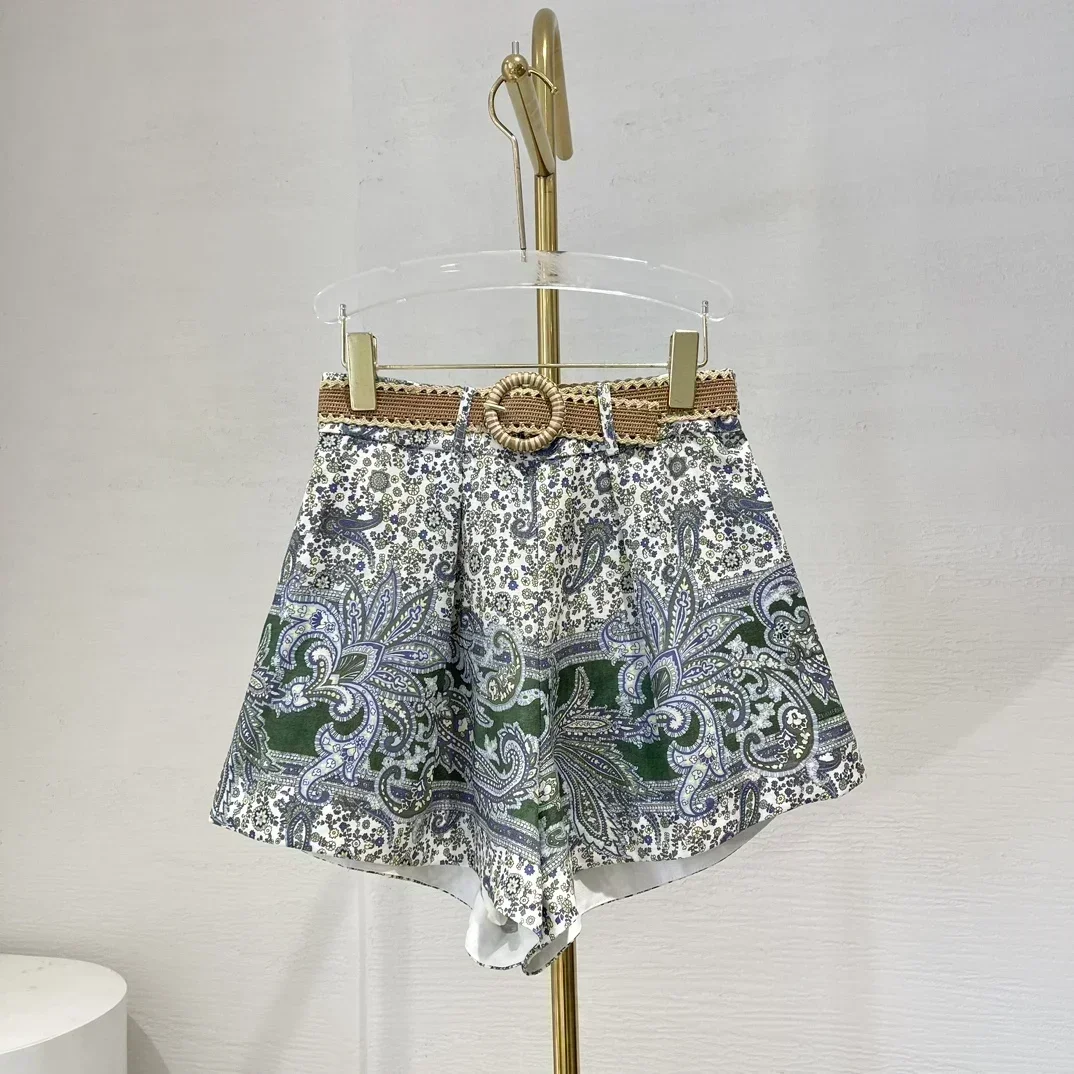 Высококачественная зеленая синяя блузка с принтом пейсли новинка 2024 длинными