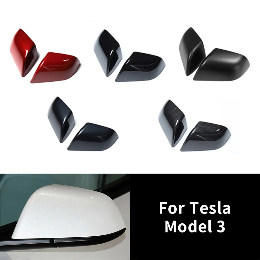 

2022 Fashion Carbon Fiber Car Rearview Mirror Cover For Tesla Model 3 2016-2021 Red Grey Carbon Black Matte Black Auto Exterior